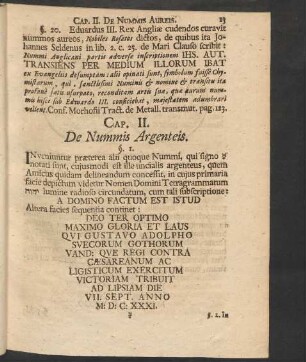 Cap. II. De Nummis Argenteis.