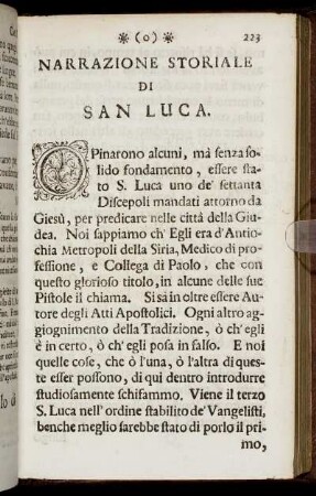 Narrazione Storiale Di San Luca.