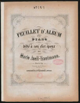 Feuillet d'album : pour piano