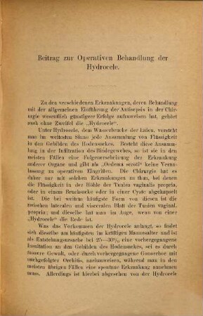Beitrag zur operativen Behandlung der Hydrocele