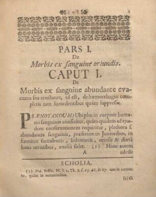 Pars I. De morbis ex sanguine oriundis. [Caput I.]