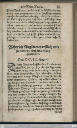 Woher die Abgötterey erstlich entstanden, unnd ihren anfang genommen. Das XXVIII. Capitel