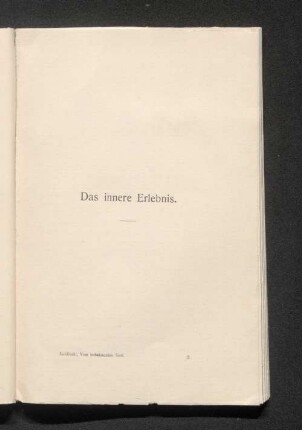 Das innere Erlebnis.