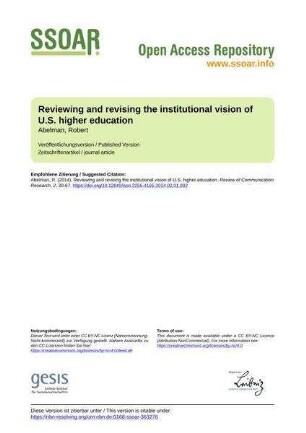 Reviewing and revising the institutional vision of U.S. higher education