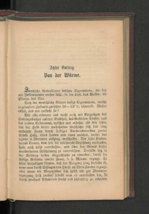 Achter Vortrag. Von der Wärme.