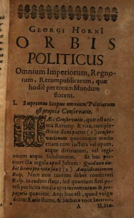 Georgi[i] Honri[i] Orbis Politicus Imperiorum, Regnorum, Principatuum, Rerum Publicarum : Cum Memorabilibus Historicis, & Geographia veteri ac recenti