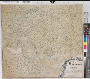 Lützel (Hilchenbach) - Wittensteinsche Grenze herrschaftlicher Niederforst 1759 100 Ruten = 5,75 cm 76,5 x 68 kol. Zeichnung J. H. v. Pfau KSA Nr. 846