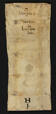 Alter Einbandrücken (abgelöst) mit alter Signatur