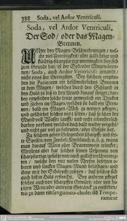 Soda, vel Ardor Ventriculi. Der Sod, oder das Magen-Brennen