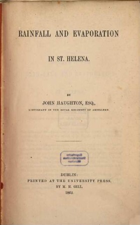Rainfall and evaporation in St. Helena