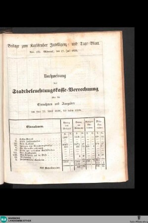 Karlsruher Intelligenz- und Tage-Blatt, Beilage