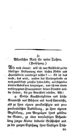 Väterlicher Rath für meine Tochter : (Fortsetzung) ; (die Fortsetzung folgt)