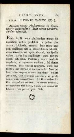 XXXIV. C. Plinius Maximo Suo S.