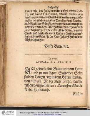 Textus. Apocal. XIV. Ver. XIII.