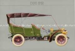 Blatt aus einer Mappe mit historischen Auto-Modellen als Vorgänger des PKW "Wartburg"
