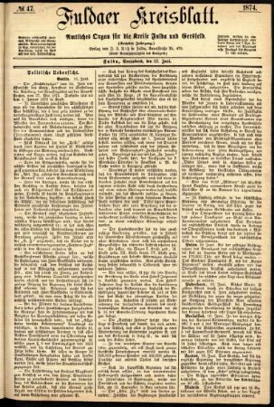 Erste Ausgabe vom Samstag, den 13. Juni 1874.