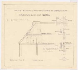 Landhaus Dr. Ruge, Nardevitz: Skizze der Rohre im DG 1:50