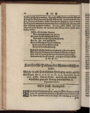 V. Catechetische Prüfung der Mennonistischen Lehre.