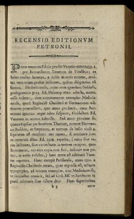 Recensio Editionum Petronii.