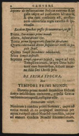 De Prima Epocha, Seu Tempore Primi Mundi.