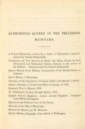 Authorities quoted in the precedings memoirs