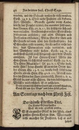 Am Sonntage nach dem Christ-Fest. - Am vierdten Sonntage nach Epiphanias.