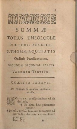 Quaestio LXXXVII. De Decimis in quatuor articulos divisa.