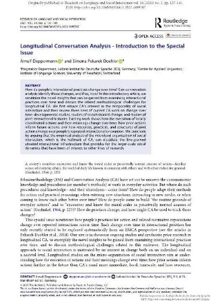 Longitudinal Conversation Analysis - Introduction to the Special Issue