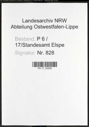 Sterberegister Standesamt Elspe