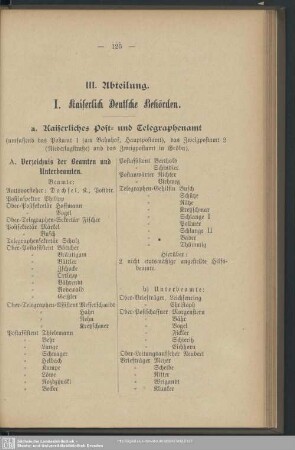 [IV.] Behördenverzeichnis : IV. Abteilung. Behörden