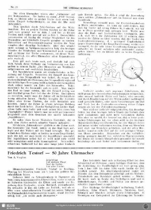 Friedrich Testorf - 50 Jahre Uhrmacher