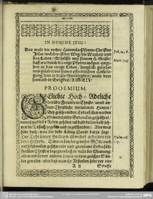 Leichenpredigt : Christliche Leichpredigt. Prooemium. Verba Textus. Exordium. Tractatio. De Secunda