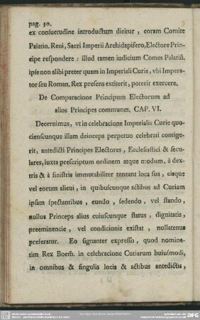 De Comparacione Principum Electorum ad alios Principes communes. Cap. VI.