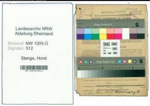 Entnazifizierung Horst Stange , geb. 29.03.1915 (Polizeibeamter)