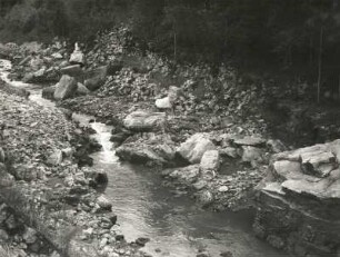 Unwetterkatastrophe im Osterzgebirge am 8./9. Juli 1927. Gottleubabett bei Zwiesel nach der Hochflut
