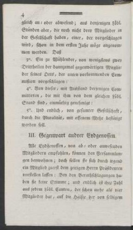 III. Gegenwart andrer Eydgenossen