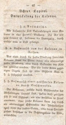 Achtes Kapitel. Entwickelung der Kolonne.