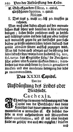 Das XXXII. Capitel. Von der Außdünstung des Leibes oder Bleichsucht. Cachexia.