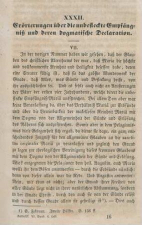 241-252 Erörterungen über die unbefleckte Empfängnis und deren dogmatische Declaration : VII.
