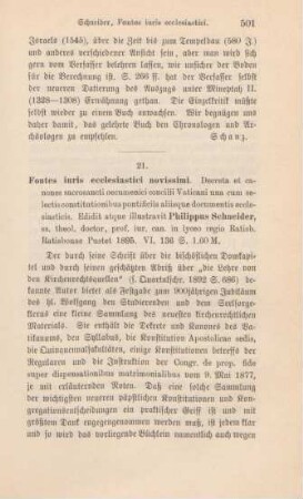501-502 [Rezension] Fontes iuris ecclesiastici novissimi