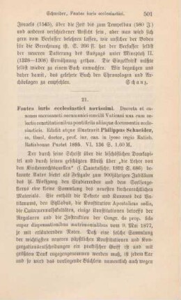 501-502 [Rezension] Fontes iuris ecclesiastici novissimi