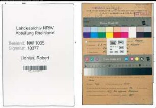 Entnazifizierung Robert Lichius , geb. 02.03.1913 (Kaufmaennischer Angestellter)