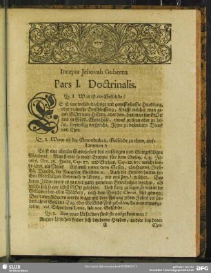 Pars I. Doctrinalis