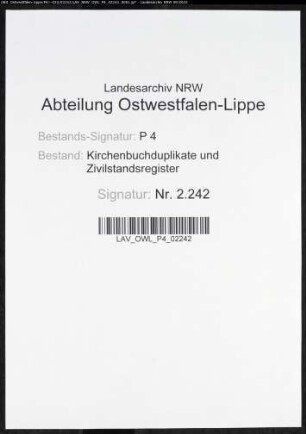 Kirchenbuchduplikate der katholischen Gemeinde (H 1808-1874). (Gemeinde: Altengeseke, katholische Gemeinde)