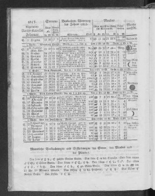 1817. Allgemeiner Reichs-Kalender. Februar.