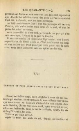 XVI. Comment et pour quelle cause chicot était mort