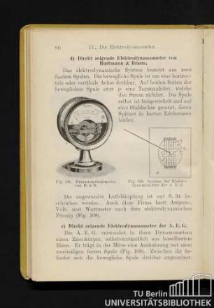 d) Direkt zeigende Elektrodynamometer von Hartmann & Braun.