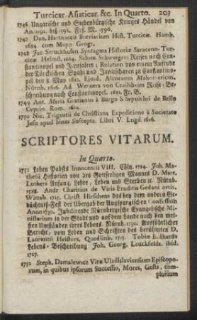Scriptores Vitarum. In Quarto