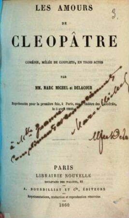Les amours de Cleopâtre