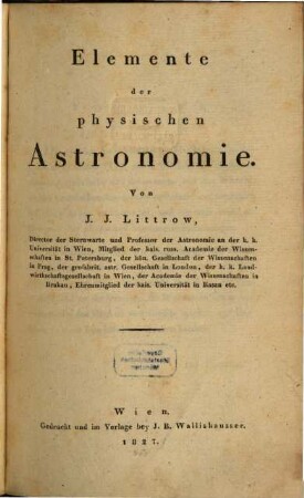 Theoretische und practische Astronomie, 3. Elemente der physischen Astronomie
